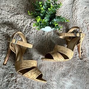 NWOB Schutz Cork 'Gwen' Ankle Strap Sandals with Heel Size: 10B
